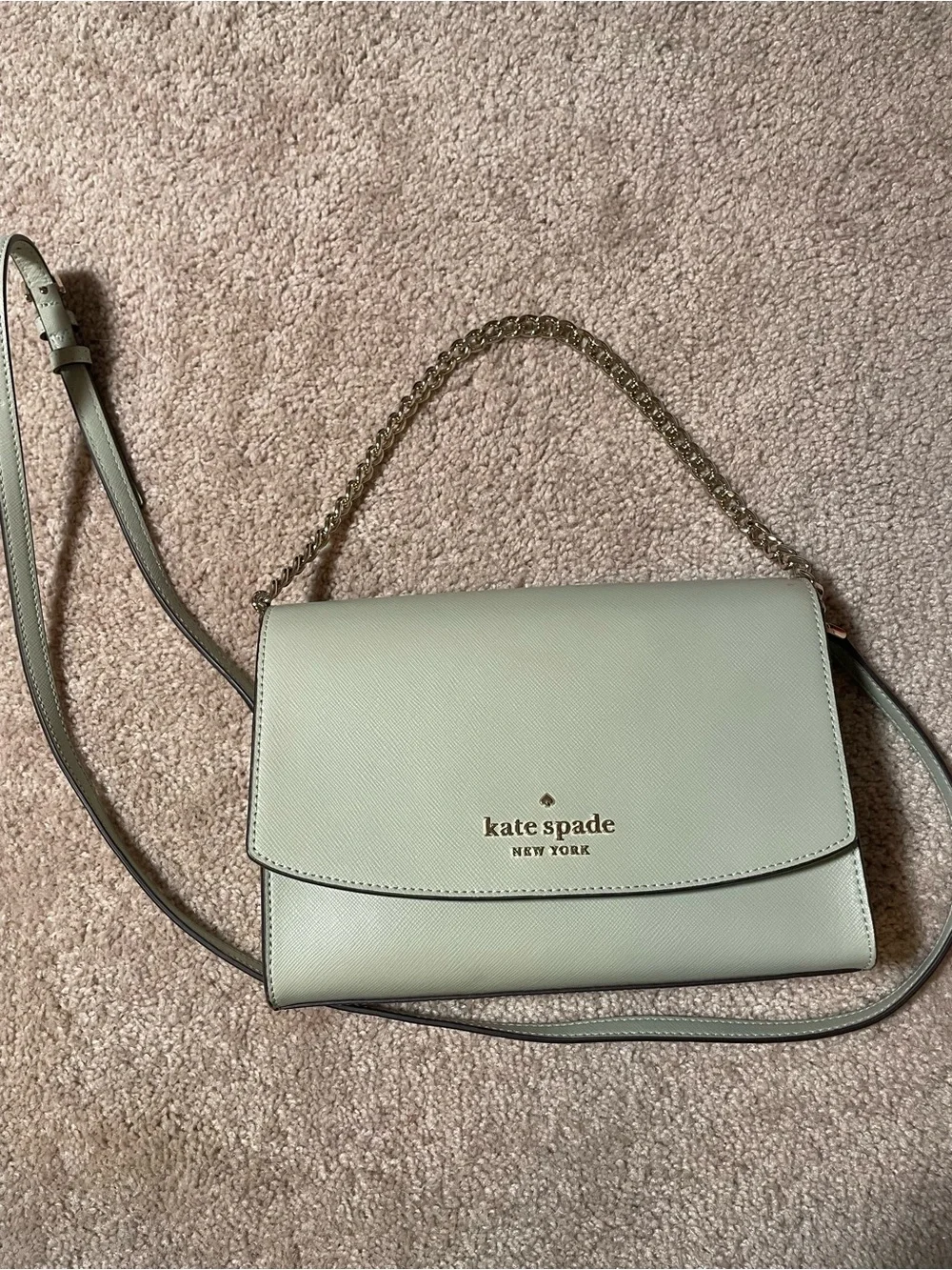 kate spade Pale Mint Leather Crossbody Bag with Gold Logo